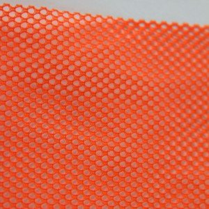 Neon Orange Perforated Knitted Raschel Fabric